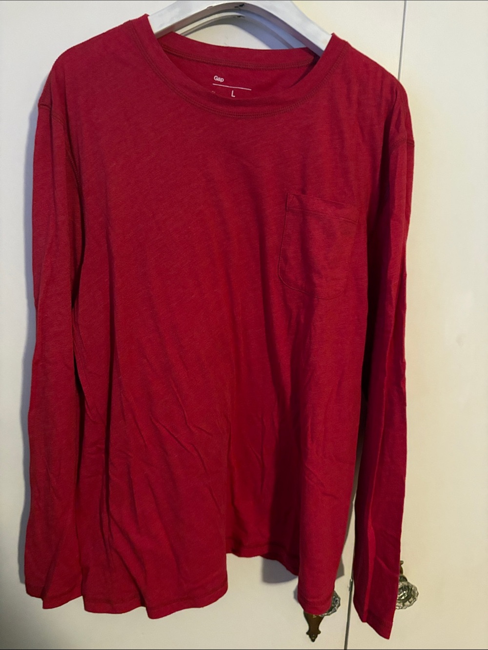 GAP Long-Sleeve Pocket Tee in Red